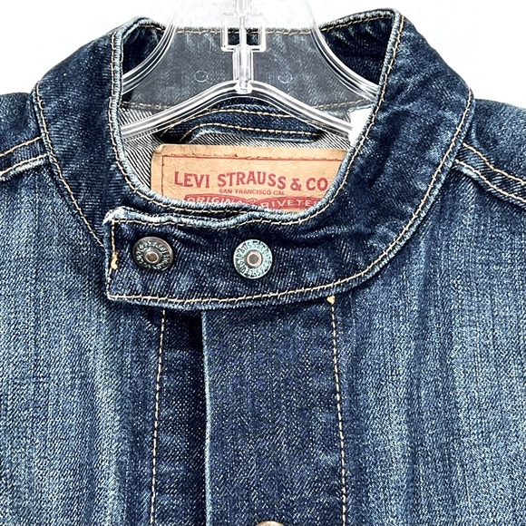 Vintage Levi's Easy Rider Dark / Mid Wash Denim Jean Jacket Large Y2K 70550-0496 - Picture 4 of 13